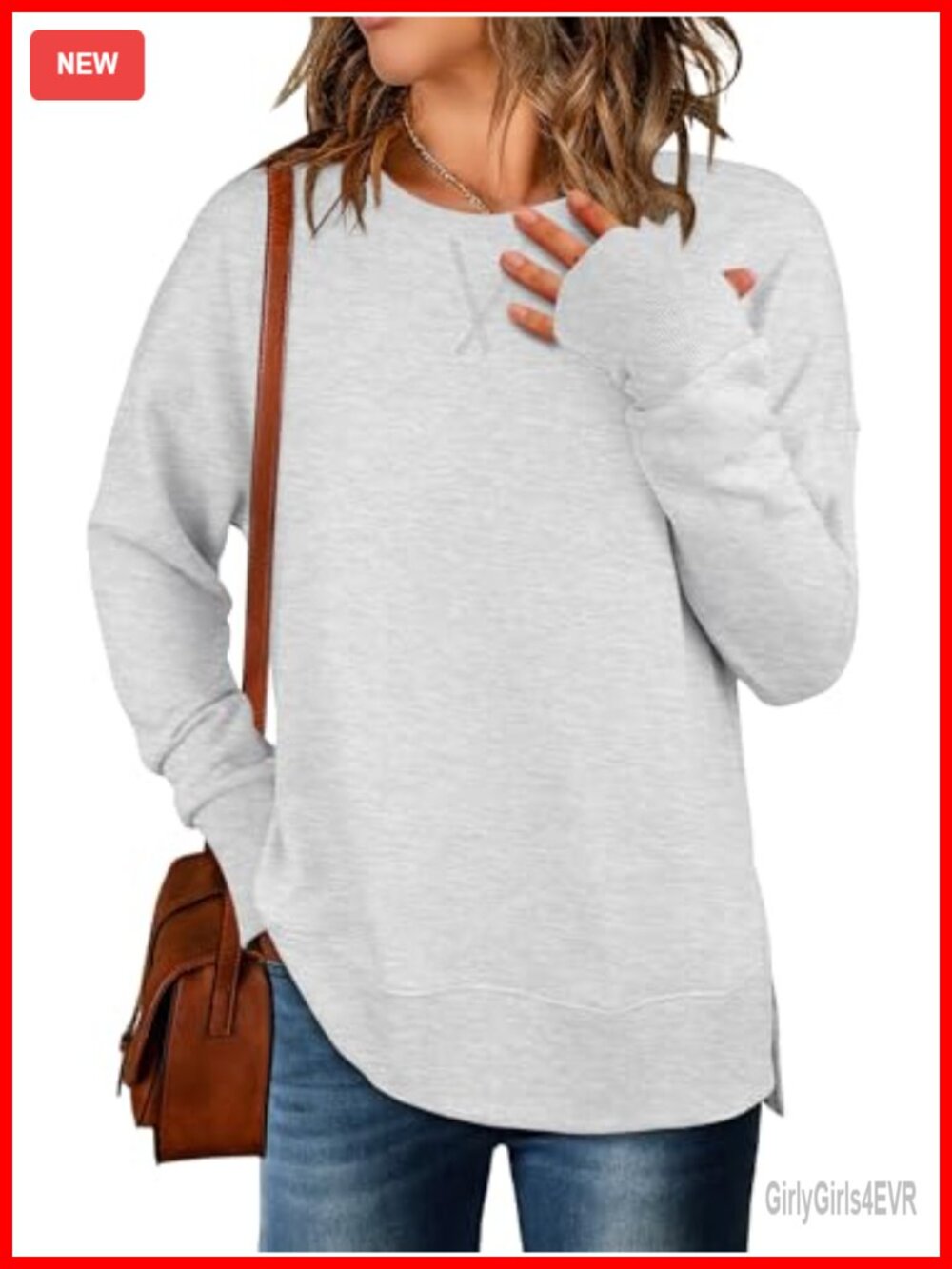Women Oversized Lightweight Sweatshirt Long Sleeve Crewneck Pullover
